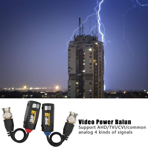 6 قطع فيديو Power Balun 8MP جهاز إرسال الرعد لـ CVI TVI AHD CVBS جهاز الإرسال والاستقبال الرعد يلوح 4 تصميم العرض AHD TVI C Video Power BalunHD Balun8MP in Kuwait