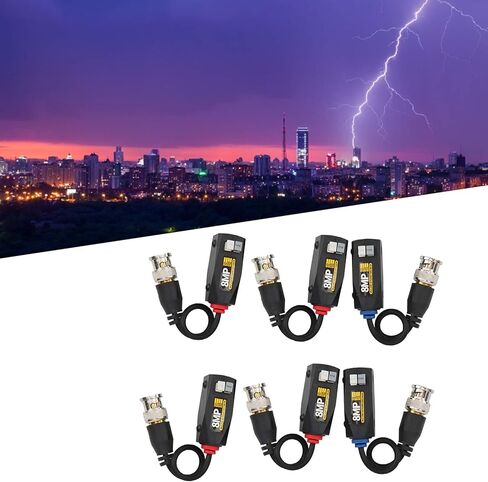 6 قطع فيديو Power Balun 8MP جهاز إرسال الرعد لـ CVI TVI AHD CVBS جهاز الإرسال والاستقبال الرعد يلوح 4 تصميم العرض AHD TVI C Video Power BalunHD Balun8MP in Kuwait