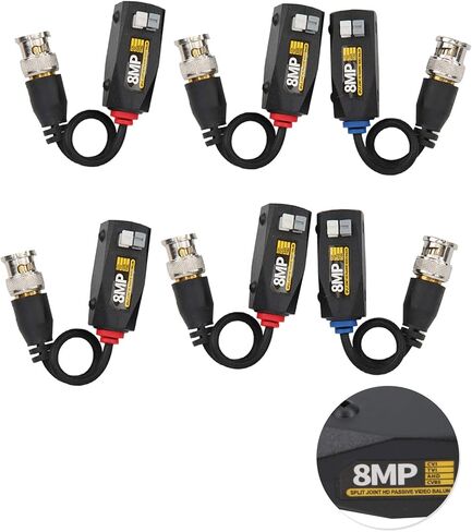 6 قطع فيديو Power Balun 8MP جهاز إرسال الرعد لـ CVI TVI AHD CVBS جهاز الإرسال والاستقبال الرعد يلوح 4 تصميم العرض AHD TVI C Video Power BalunHD Balun8MP in Kuwait