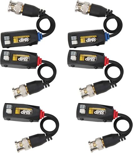 6 قطع فيديو Power Balun 8MP جهاز إرسال الرعد لـ CVI TVI AHD CVBS جهاز الإرسال والاستقبال الرعد يلوح 4 تصميم العرض AHD TVI C Video Power BalunHD Balun8MP in Kuwait