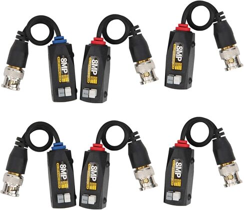 6 قطع فيديو Power Balun 8MP جهاز إرسال الرعد لـ CVI TVI AHD CVBS جهاز الإرسال والاستقبال الرعد يلوح 4 تصميم العرض AHD TVI C Video Power BalunHD Balun8MP in Kuwait