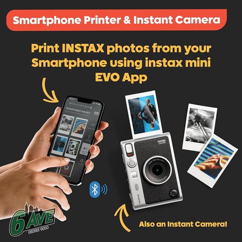 Fujifilm Instax Mini EVO Hybrid Instant Camera (Pink) Bundle with Instax-Mini Twin Pack Instant-Film 40 Sheets + 32GB Memory Card + Vintage Black Mini-Evo Camera Case + Cleaning Cloth in Saudi Arabia