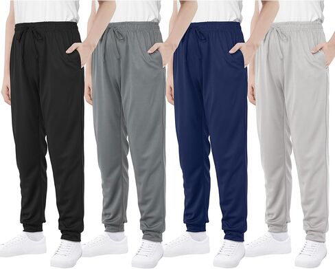 Resinta 4 Packs Boys' Mesh Active Sweatpants Boys Athletic Casual Jogger Pants with Pockets & Drawstring Workout Kids Clothes in Kuwait