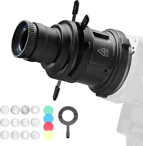 S-80LED Bowens Mount Snoot البصري المصمم حصريًا لمصابيح LED، خرج أكثر سطوعًا بنسبة 90% مع عدسة تركيز قابلة للتعديل بزاوية 38 درجة، مما يوفر صورة حادة ونقية للتصوير الفوتوغرافي وفيديو الاستوديو in Kuwait