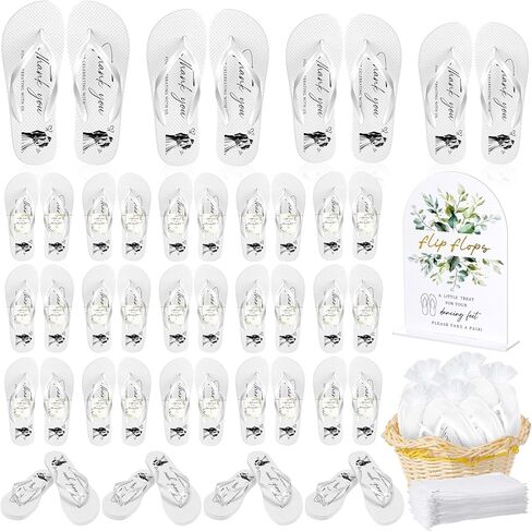 Bulk Flip Flops for Wedding Guest, 24/36 Pairs Reception Sandals Bulk Bride Slippers with Size Cards and Bags in Saudi Arabia