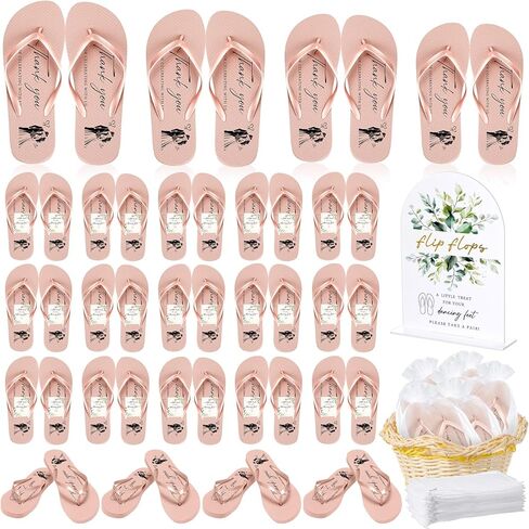 Bulk Flip Flops for Wedding Guest, 24/36 Pairs Reception Sandals Bulk Bride Slippers with Size Cards and Bags in Saudi Arabia
