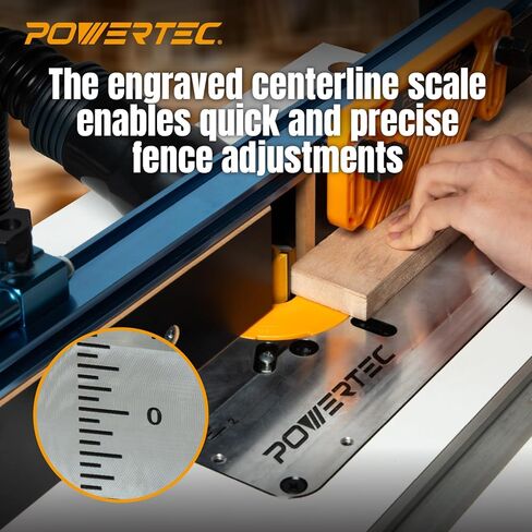 طاولة توجيه POWERTEC Benchtop مع حامل معدني ومجموعة سياج قابلة للتعديل - سطح MDF مصفح مقاس 24 بوصة × 16 بوصة، لوحة إدخال من الألومنيوم، منفذ غبار 2-1/2 بوصة، حاجز سياج، لوح ريش والمزيد من الملحقات (71963) in Kuwait