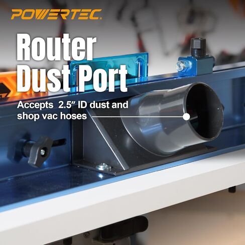 طاولة توجيه POWERTEC Benchtop مع حامل معدني ومجموعة سياج قابلة للتعديل - سطح MDF مصفح مقاس 24 بوصة × 16 بوصة، لوحة إدخال من الألومنيوم، منفذ غبار 2-1/2 بوصة، حاجز سياج، لوح ريش والمزيد من الملحقات (71963) in Kuwait