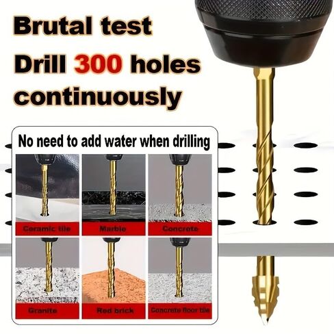 طقم لقم مثقاب من السبائك الصلبة مكون من 8 قطع، تصميم أساسي مكون من 4 قطع مع طرف هبوط حاد لحفر بلاط السيراميك الخرساني، ذهبي in Saudi Arabia