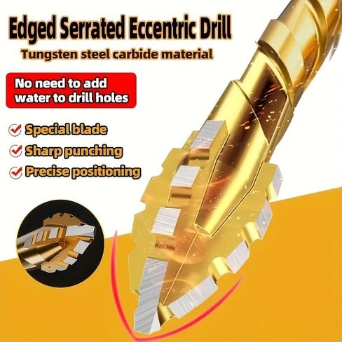 طقم لقم مثقاب من السبائك الصلبة مكون من 8 قطع، تصميم أساسي مكون من 4 قطع مع طرف هبوط حاد لحفر بلاط السيراميك الخرساني، ذهبي in Saudi Arabia