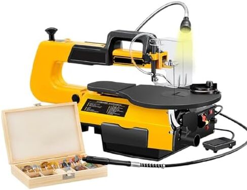 16-Inch Variable Speed Scroll Saw, 180W Motor, 400-1650 RPM, 45° Adjustable Table, Electric Fret Saw for Woodworking, Precision Cuts & Multi-Function Projects in Saudi Arabia