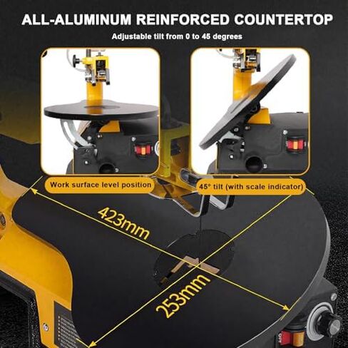 16-Inch Variable Speed Scroll Saw, 180W Motor, 400-1650 RPM, 45° Adjustable Table, Electric Fret Saw for Woodworking, Precision Cuts & Multi-Function Projects in Saudi Arabia