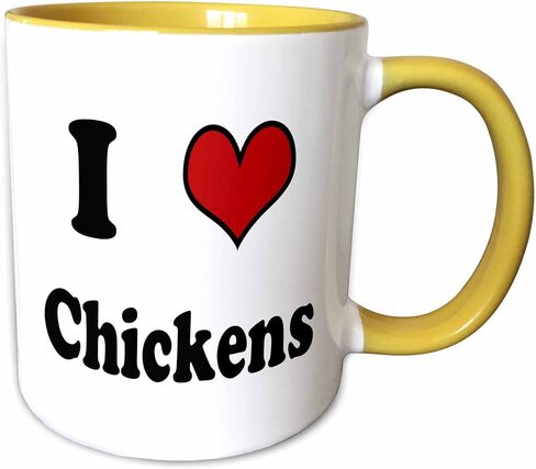 3dRose I Love Chickens Two Tone Mug, 11 oz, Black in Saudi Arabia