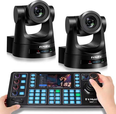 FoMaKo PTZ Camera HDMI, AI Auto-Tracking Gen 3, 20x Optical Zoom,NDI PTZ Camera Controller KC608N,for Versatile Important Events Like University Graduation Ceremonies (FMK20SDIX2+KC608N) in Saudi Arabia