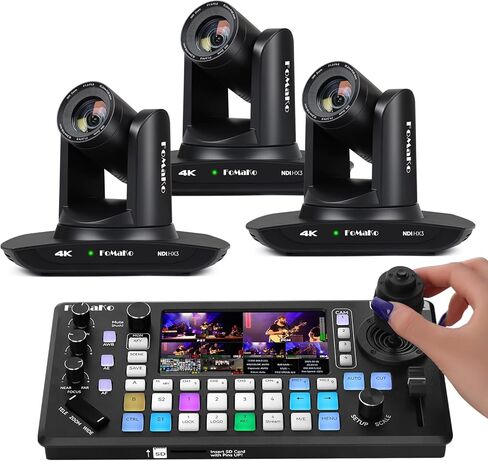 FoMaKo K30NS 4K 30x Optical Zoom PTZ Camera with NDI 6 & NDI HX3,KC800 4K HDMI Video Switcher Integrated Pro PTZ Controller for Versatile Events Like University Graduation Ceremonies（K30NSX3+KC800 in Saudi Arabia