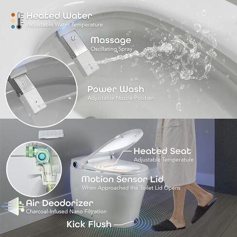 BidetMate 6000 Series Intelligent Bidet Japanese Toilet Combination – Hands-Free Open/Close toilet and bidet – Instant Heated Water, Dryer, & Seat – Quick Drying Cyclone-Dri, Auto Flush, Night Light in Kuwait