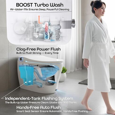 BidetMate 6000 Series Intelligent Bidet Japanese Toilet Combination – Hands-Free Open/Close toilet and bidet – Instant Heated Water, Dryer, & Seat – Quick Drying Cyclone-Dri, Auto Flush, Night Light in Kuwait