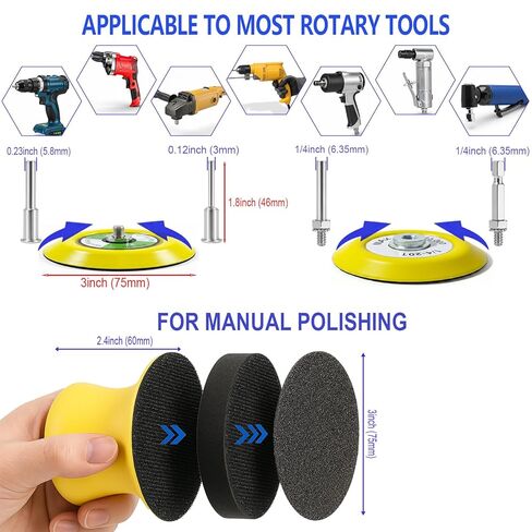 137Pcs 3 Inch Sanding Disc Polishing Kit, Headlight Restoration Kit, 60-10000 Grit Wet Dry Hook & Loop Sandpapers, Wool Sponge Polishing Pads for Drill Rotary Tools Car Wood Metal Resin Glass in Saudi Arabia