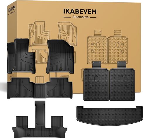 2024 2025 Santa Fe Cargo Liner & Backrest Mat for Hyundai Santa Fe All Models - Custom Fit TPE Trunk Mat & 3rd Row Seat Backrest Mat - All Weather Car Mats for 2024 2025 Santa Fe Accessories in Saudi Arabia