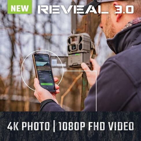 كاميرا TACTACAM Reveal Pro 3.0 Cellular Trail: اتصال تلقائي 4G LTE، صور عالية الدقة 4K، فلاش IR بدون توهج، بطارية ممتدة، نظام تحديد المواقع العالمي المدمج، فيديو عند الطلب - أفضل صيد، لعبة، استكشاف، كاميرا ملكية in Kuwait