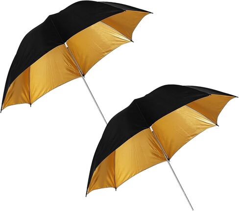 [2 Pack] 33in Photography Umbrella-Black & Gold Reflective Photo Umbrella for Studio Lighting, Portrait/Product Photography in Saudi Arabia