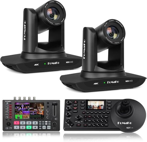 كاميرا FoMaKo K30NS 4K 30x زووم بصري PTZ مع NDI 6 وNDI HX3، الجيل الثالث من التتبع التلقائي AI، مناسبة للكنيسة والمعارض والبث المباشر لليوجا والإنتاج المباشر (K30NSX2+M4+KC608 Pro) in Saudi Arabia