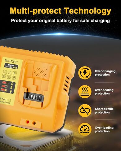 2-Pack 6.0Ah Battery Replacement for Dewalt 20v Battery with DCB102 Battery Charger Station in Kuwait