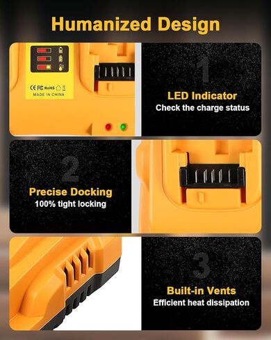 2-Pack 6.0Ah Battery Replacement for Dewalt 20v Battery with DCB102 Battery Charger Station in Kuwait