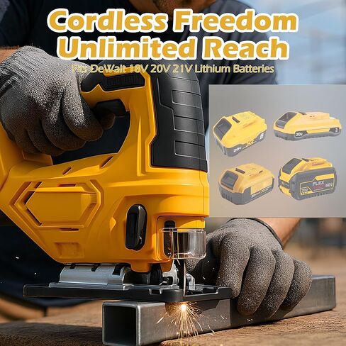 يناسب منشار الرقصة ببطارية ديوالت، منشار كهربائي لاسلكي 0-3000SPM، مع ضوء عمل LED، قطع مائلة 0 درجة - 45 درجة، 3 إعدادات مدارية للقطع الدائري المنحني المستقيم والخشب المعدني PVC (بدون بطارية) in Kuwait