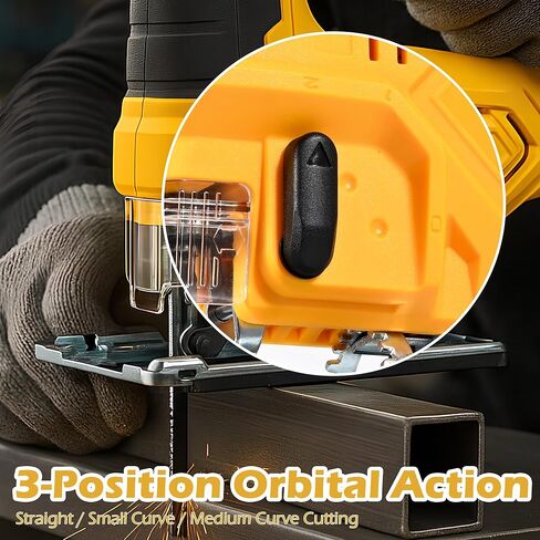 يناسب منشار الرقصة ببطارية ديوالت، منشار كهربائي لاسلكي 0-3000SPM، مع ضوء عمل LED، قطع مائلة 0 درجة - 45 درجة، 3 إعدادات مدارية للقطع الدائري المنحني المستقيم والخشب المعدني PVC (بدون بطارية) in Kuwait