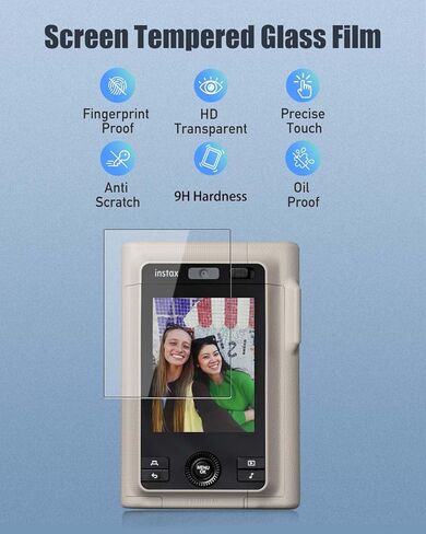 [3+3] حزمة واقي شاشة لـ instax mini LiPlay + مع واقي عدسة، زجاج مقسى بصلابة 9H لـ instax mini LiPlay plus، مضاد للخدش، خالٍ من الفقاعات، وضوح عالي الدقة in Kuwait