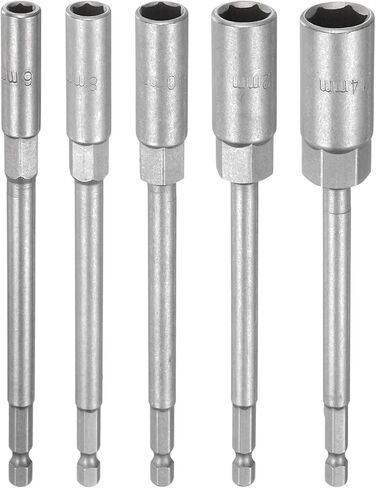 HARFINGTON 5pcs Nut Driver Drill Bit 6-10mm Metric Impact Socket 1/4" Hex Shank 6" (150mm) Extra Long 6-Point Sockets Quick-Change CR-V Steel Bolt Setter for Power Drill Drivers in Saudi Arabia