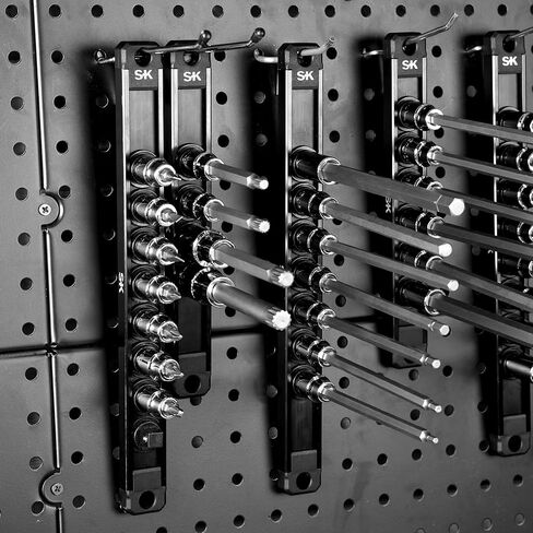 SK Tools USA Screwdriver Bit Socket Set, 7-Piece, 3/8" Drive, SuperKrome Finish, S2 Alloy Steel Bits, with Storage Rail, Slotted Phillips and Pozidriv in Saudi Arabia