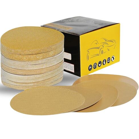 100 PCS 6 Inch Gold PSA Sanding Discs Set -20 Each of 80, 120, 180, 220, 400 Grit - Self Adhesive Stickyback Sandpaper Discs for 6" DA Sander Sand Automotive Car Paint, Woodworking, Metal in Saudi Arabia