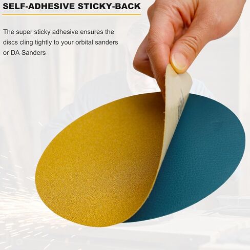 100 PCS 6 Inch Gold PSA Sanding Discs Set -20 Each of 80, 120, 180, 220, 400 Grit - Self Adhesive Stickyback Sandpaper Discs for 6" DA Sander Sand Automotive Car Paint, Woodworking, Metal in Saudi Arabia