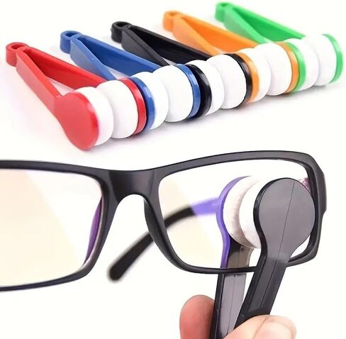 2PCS Portable Multifunctional Brush, Glasses Cleaning Brush Portable Multifunctional Glasses Microfiber Sunglasses Wipe, Black in Saudi Arabia