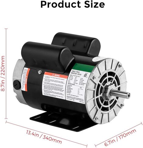 محرك ضاغط هواء SPL 5 HP، محرك كهربائي بإطار 3450 دورة في الدقيقة 184T، 230 فولت، طول العمود 1.88 بوصة، عمود بمفتاح 5/8 بوصة، دوران مزدوج CW/CCW لمعدات الأغراض العامة لضاغط الهواء in Kuwait