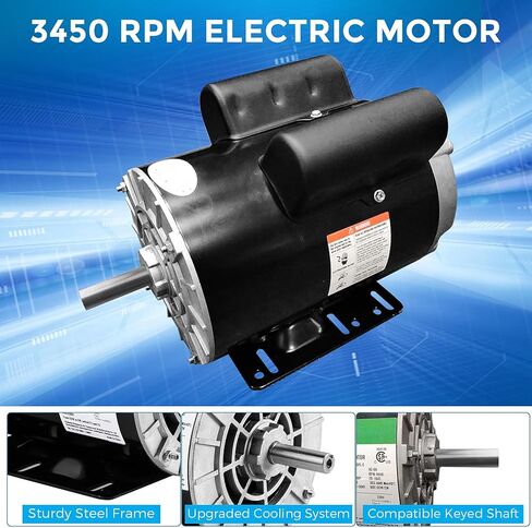 محرك ضاغط هواء SPL 5 HP، محرك كهربائي بإطار 3450 دورة في الدقيقة 184T، 230 فولت، طول العمود 1.88 بوصة، عمود بمفتاح 5/8 بوصة، دوران مزدوج CW/CCW لمعدات الأغراض العامة لضاغط الهواء in Kuwait