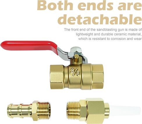 Sand Blaster Gun Kit, Ceramic Sandblasting Gun Part, Brass Ball Valve and Connector with Nozzle Tip (1/8" ID), Valve Type Sandblaster Adapter, Sandblast Nozzle Tip in Kuwait
