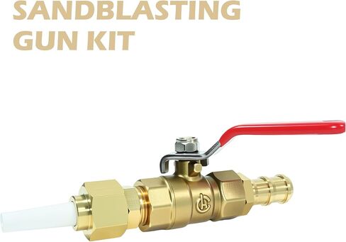 Sand Blaster Gun Kit, Ceramic Sandblasting Gun Part, Brass Ball Valve and Connector with Nozzle Tip (1/8" ID), Valve Type Sandblaster Adapter, Sandblast Nozzle Tip in Kuwait