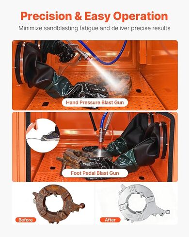 VEVOR Heavy Duty Sandblasting Cabinet Kit, Industrial-Grade Steel Sand Blasting Cabinet with Dual Blasting Guns & 1.6HP Dust Collector for Oversized Parts Surface Finishing, Rust Removal in Saudi Arabia