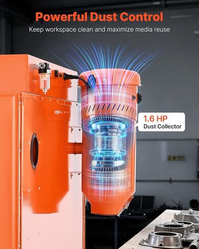 VEVOR Heavy Duty Sandblasting Cabinet Kit, Industrial-Grade Steel Sand Blasting Cabinet with Dual Blasting Guns & 1.6HP Dust Collector for Oversized Parts Surface Finishing, Rust Removal in Saudi Arabia