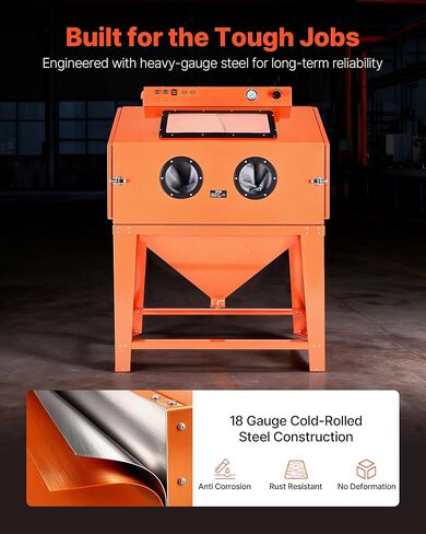 VEVOR Heavy Duty Sandblasting Cabinet Kit, Industrial-Grade Steel Sand Blasting Cabinet with Dual Blasting Guns & 1.6HP Dust Collector for Oversized Parts Surface Finishing, Rust Removal in Saudi Arabia