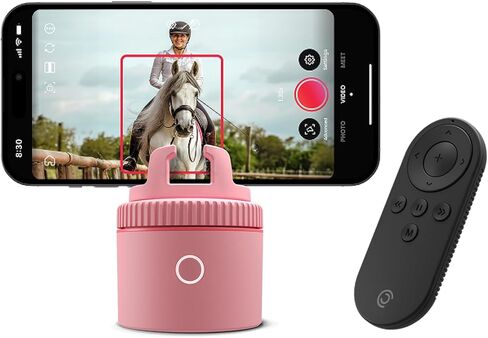 حامل تتبع الهاتف الذكي Pivo Equestrian Pod للوجه والجسم والحصان، دوران 360 درجة يعمل بالذكاء الاصطناعي، جهاز تحكم عن بعد لتسجيل الفيديو بدون استخدام اليدين (أسود) in Kuwait