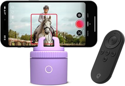 حامل تتبع الهاتف الذكي Pivo Equestrian Pod للوجه والجسم والحصان، دوران 360 درجة يعمل بالذكاء الاصطناعي، جهاز تحكم عن بعد لتسجيل الفيديو بدون استخدام اليدين (أسود) in Kuwait