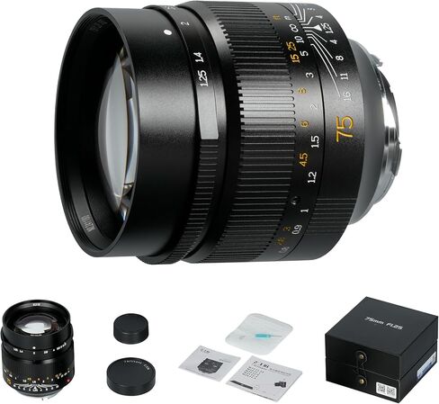 7artisans 75mm F1.25 Mark II Manual Focus Prime Lens Compatible for Leica M-Mount Cameras Like Leica M-M Leica M240 M3 M6 M7 M8 M9 M9p M10 in Kuwait
