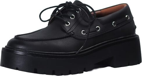 Women's Oxford Shoes Lace-Up Design with Low Platform Heel Non-Slip Sole for Versatile Wear Easy Match Footwear in Saudi Arabia