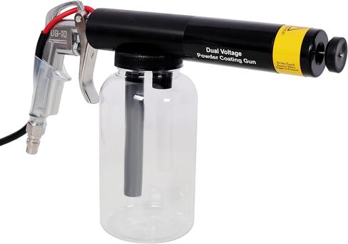 نظام طلاء مسحوق مزدوج الجهد 15 كيلو فولت/25 كيلو فولت، آلة طلاء مسحوق محمولة مع زجاجة شفافة وبخاخ إلكتروستاتيكي، 120 فولت للمشاريع المعدنية لقطع غيار السيارات DIY - مجموعة طلاء مسحوق كاملة in Kuwait