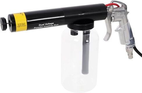 نظام طلاء مسحوق مزدوج الجهد 15 كيلو فولت/25 كيلو فولت، آلة طلاء مسحوق محمولة مع زجاجة شفافة وبخاخ إلكتروستاتيكي، 120 فولت للمشاريع المعدنية لقطع غيار السيارات DIY - مجموعة طلاء مسحوق كاملة in Kuwait