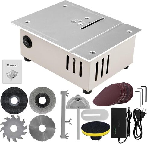 Mini Table Saw for Crafts, 7'' 96W Mini Multi Functional Table Saw, Dual-Motor Control for Cutting, Grinding,Engraving and Drilling, Speed & Angle Adjustable for Wood/PCB/Acrylic/Plastic in Saudi Arabia
